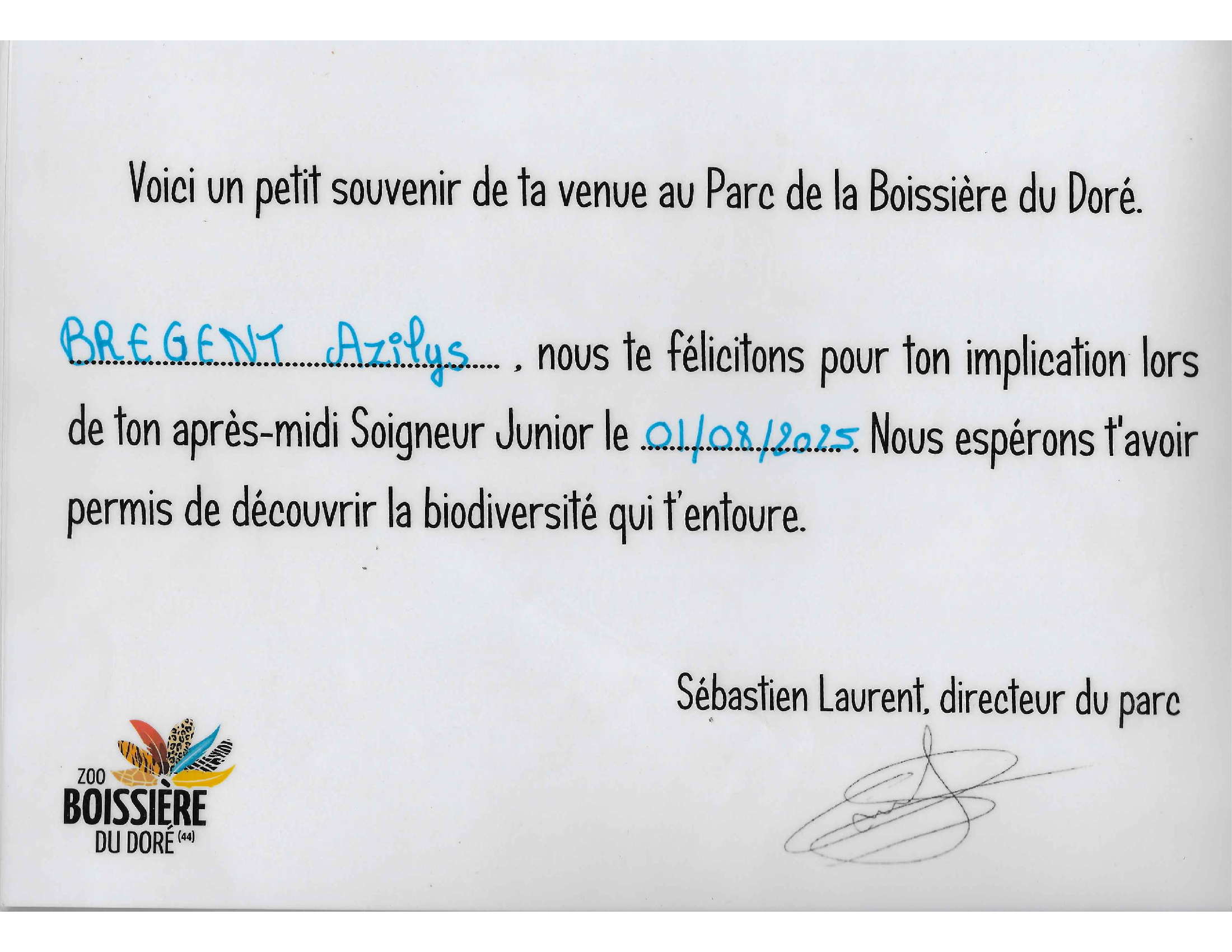 Diplôme Boissière du Doré